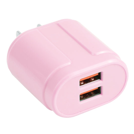 13-22 2.1A Dual USB Macarons Travel Charger, US Plug(Pink) - Mobile Accessories by buy2fix | Online Shopping UK | buy2fix