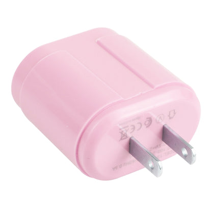 13-22 2.1A Dual USB Macarons Travel Charger, US Plug(Pink) - Mobile Accessories by buy2fix | Online Shopping UK | buy2fix