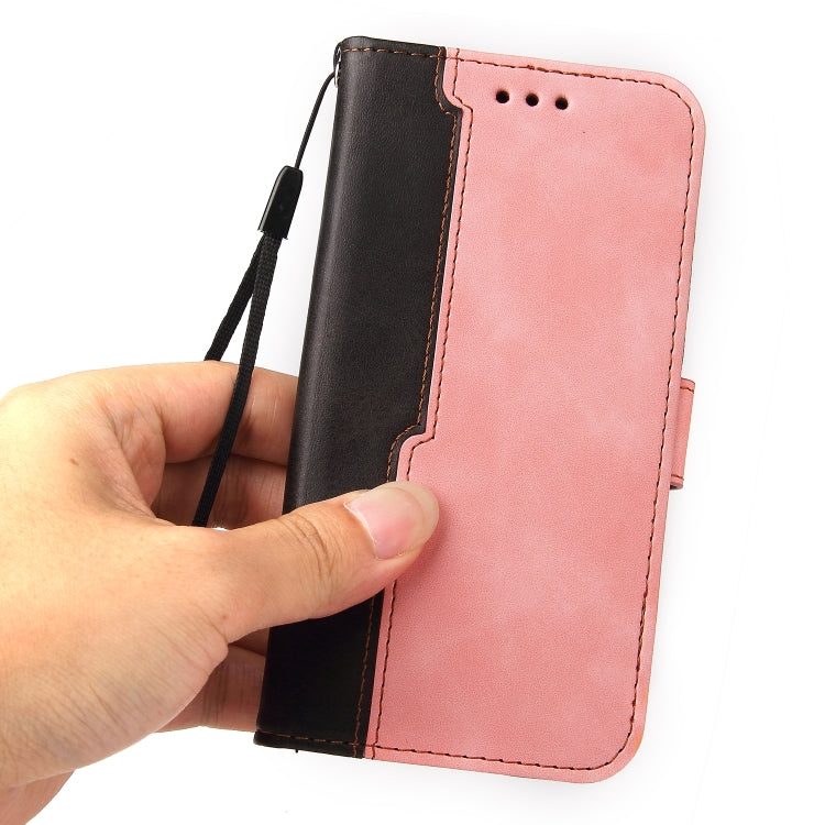 For vivo V21 4G / 5G Business Stitching-Color Horizontal Flip PU Leather Case with Holder & Card Slots & Photo Frame(Pink) - vivo Cases by buy2fix | Online Shopping UK | buy2fix