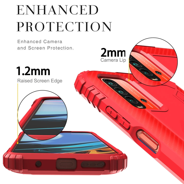 For Xiaomi Redmi 9T / 9 Power Carbon Fiber Protective Case with 360 Degree Rotating Ring Holder(Red) - Xiaomi Cases by buy2fix | Online Shopping UK | buy2fix