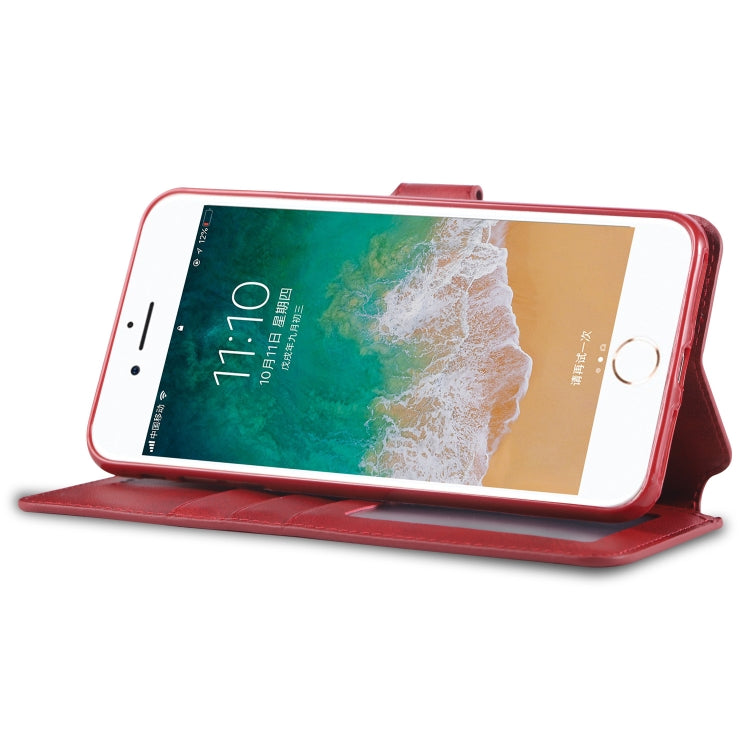 For iPhone 7 Plus / 8 Plus AZNS Calf Texture Magnetic Horizontal Flip PU Leather Case with Holder & Card Slots & Photo Frame(Red) - More iPhone Cases by AZNS | Online Shopping UK | buy2fix