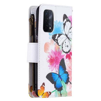 For OPPO A74 5G/A93 5G/A54 5G Colored Drawing Pattern Zipper Horizontal Flip Leather Case with Holder & Card Slots & Wallet(Two Butterflies) - OPPO & vivo Accessories by buy2fix | Online Shopping UK | buy2fix