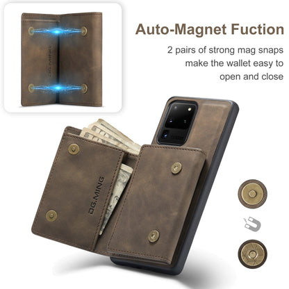 For Samsung Galaxy S20 Ultra DG.MING M1 Series 3-Fold Multi Card Wallet + Magnetic Back Cover Shockproof Case with Holder Function(Coffee) - Samsung Accessories by DG.MING | Online Shopping UK | buy2fix