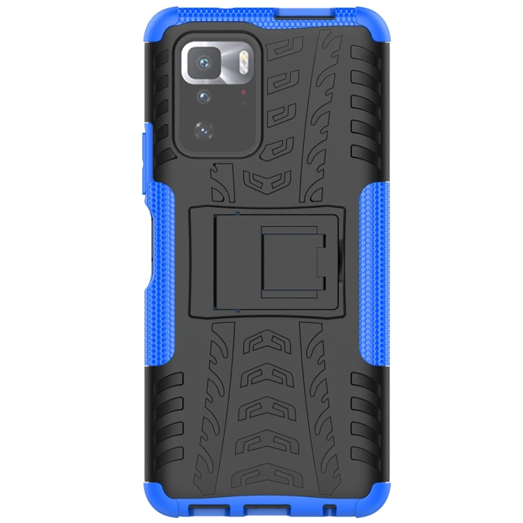 For Xiaomi Poco X3 GT Tire Texture Shockproof TPU+PC Protective Case with Holder(Blue) - Xiaomi Cases by buy2fix | Online Shopping UK | buy2fix