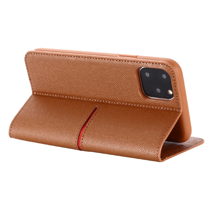 For iPhone 11 Pro Max GEBEI Top-grain Leather Horizontal Flip Protective Case with Holder & Card Slots & Wallet & Photo Frame(Brown) - iPhone 11 Pro Max Cases by GEBEI | Online Shopping UK | buy2fix