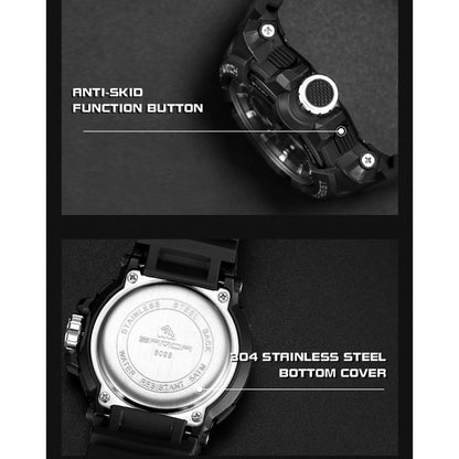 SANDA 6025 Dual Time Digital Display Luminous Calendar Waterproof Multifunctional Men Sports Quartz Watch(All Black) - Sport Watches by SANDA | Online Shopping UK | buy2fix