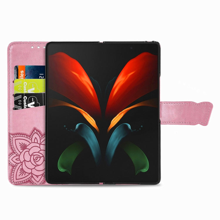 For Samsung Galaxy Z Fold3 5G Butterfly Love Flowers Embossed Horizontal Flip Leather Case with Holder & Card Slots & Wallet & Lanyard(Pink) - Samsung Accessories by buy2fix | Online Shopping UK | buy2fix