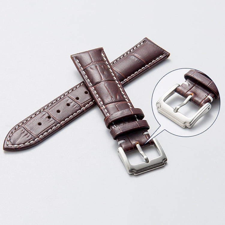 20mm Calf Leather Watch Band(Black) - Smart Wear by buy2fix | Online Shopping UK | buy2fix