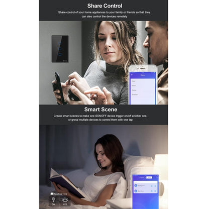 Sonoff T3 US-TX 433 RF WIFI Smart Remote Control Wall Touch Switch, US Plug, Style:Three Buttons - Smart Switch by Sonoff | Online Shopping UK | buy2fix