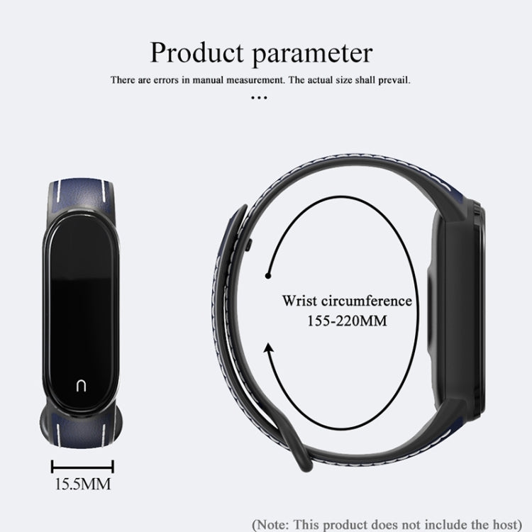 For Xiaomi Mi Band 5/6/7 MIJOBS TPU + Leather Watch Band(Black+Black) - Watch Bands by MIJOBS | Online Shopping UK | buy2fix