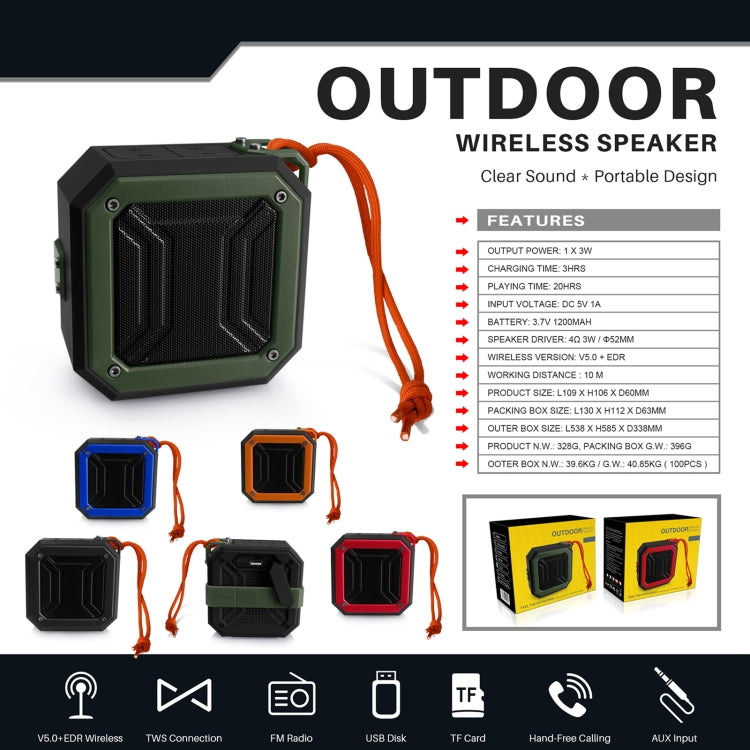 New Rixing NR-103 Mini TWS Bluetooth Speaker with Lanyard(Red) - Mini Speaker by New Rixing | Online Shopping UK | buy2fix