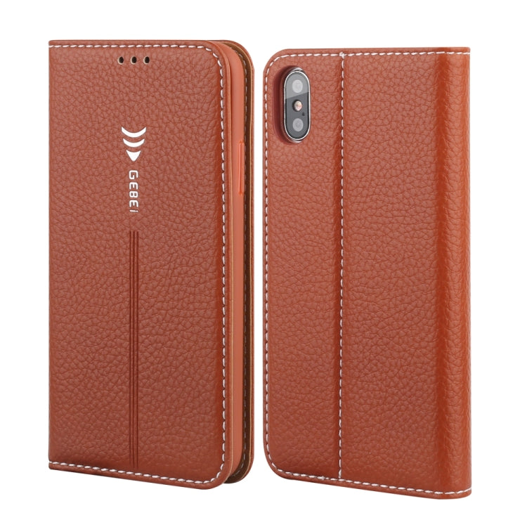 For iPhone XS / X GEBEI PU+TPU Horizontal Flip Protective Case with Holder & Card Slots(Brown) - More iPhone Cases by GEBEI | Online Shopping UK | buy2fix