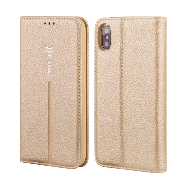 For iPhone XS Max GEBEI PU+TPU Horizontal Flip Protective Case with Holder & Card Slots(Gold) - More iPhone Cases by GEBEI | Online Shopping UK | buy2fix