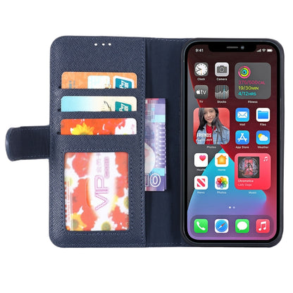 For iPhone 13 Pro GEBEI Top-grain Leather Horizontal Flip Protective Case with Holder & Card Slots & Wallet & Photo Frame (Blue) - iPhone 13 Pro Cases by GEBEI | Online Shopping UK | buy2fix