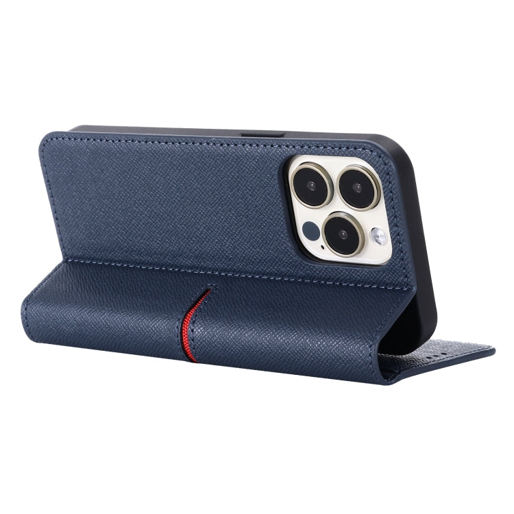 For iPhone 13 Pro GEBEI Top-grain Leather Horizontal Flip Protective Case with Holder & Card Slots & Wallet & Photo Frame (Blue) - iPhone 13 Pro Cases by GEBEI | Online Shopping UK | buy2fix