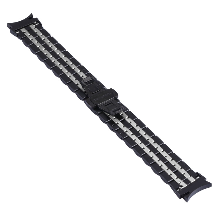 For Samsung Galaxy Watch4 40mm/44mm Seven-bead Stainless Steel Watch Band(Black Silver) - Smart Wear by buy2fix | Online Shopping UK | buy2fix