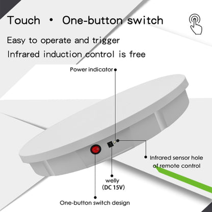 52cm Remote Control Electric Rotating Turntable Display Stand Video Shooting Props Turntable, Plug-in Power, Power Plug:EU Plug(White) - Camera Accessories by buy2fix | Online Shopping UK | buy2fix