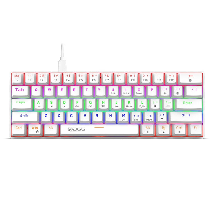 HXSJ V900 61 Keys Cool Lighting Effect Mechanical Wired Keyboard(White) - Wired Keyboard by HXSJ | Online Shopping UK | buy2fix