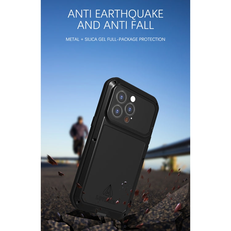 For iPhone 13 Pro LOVE MEI Metal Shockproof Waterproof Dustproof Protective Phone Case (Black) - Apple Accessories by LOVE MEI | Online Shopping UK | buy2fix