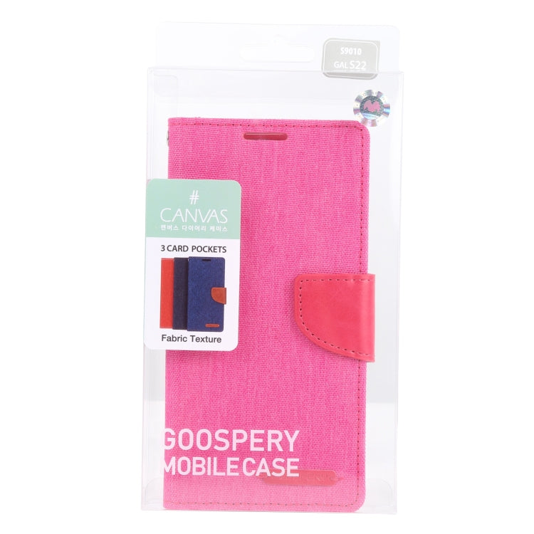 For Samsung Galaxy S22 5G GOOSPERY CANVAS DIARY Canvas Texture Leather Phone Case(Rose Red) - Galaxy S22 5G Cases by GOOSPERY | Online Shopping UK | buy2fix
