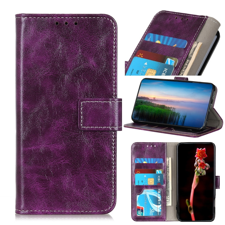 For Motorola Edge X30 Retro Crazy Horse Texture Horizontal Flip Leather Phone Case(Purple) - Motorola Cases by buy2fix | Online Shopping UK | buy2fix