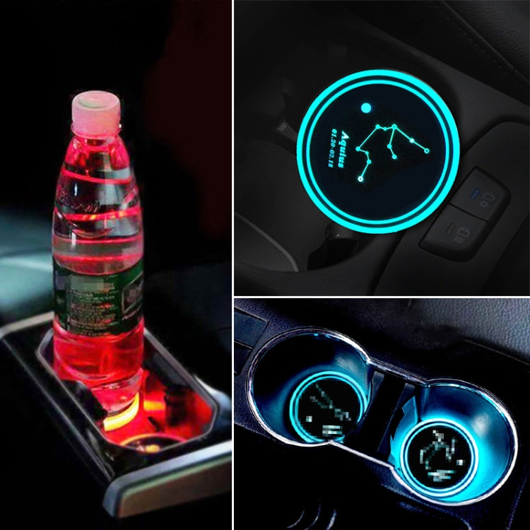 2 PCS Car Constellation Series AcrylicColorful USB Charger Water Cup Groove LED Atmosphere Light(Aquarius) - In Car by buy2fix | Online Shopping UK | buy2fix