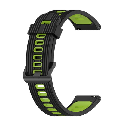 For Samsung Galaxy Watch4/Active2 20mm Two-color Stripe Silicone Watch Band(Black Lime Green) - Watch Bands by buy2fix | Online Shopping UK | buy2fix