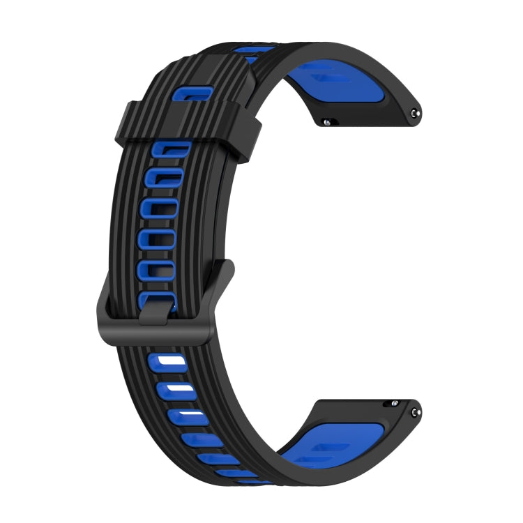 For Amazfit GTR 3/GTR 3 Pro/GTR 2 22mm Two-color Stripe Silicone Watch Band(Black Blue) - Watch Bands by buy2fix | Online Shopping UK | buy2fix