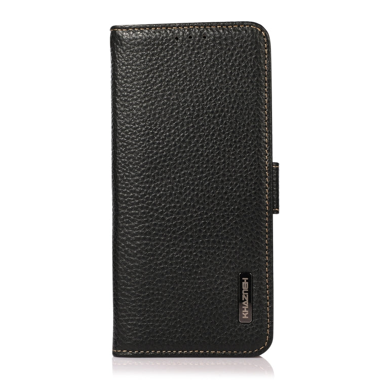 For Xiaomi Redmi Note 11 Pro KHAZNEH Side-Magnetic Litchi Genuine Leather RFID Phone Case(Black) - Xiaomi Cases by buy2fix | Online Shopping UK | buy2fix