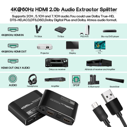 NK-H38 4K HDMI Audio Splitter Converter - Splitter by buy2fix | Online Shopping UK | buy2fix