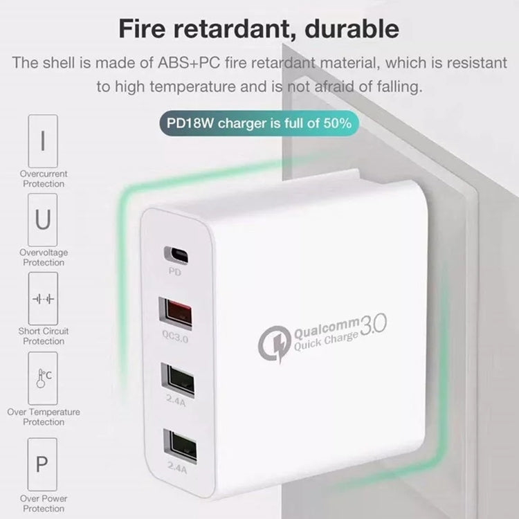 A3 PD 18W USB-C / Type-C + QC3.0 USB + Dual USB Interface Travel Charger - Apple Accessories by buy2fix | Online Shopping UK | buy2fix