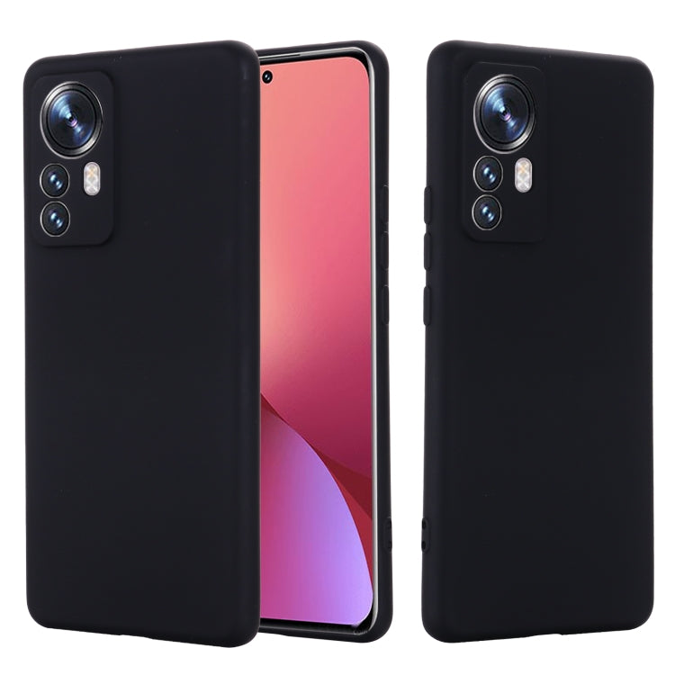 For Xiaomi 12 Pro Pure Color Liquid Silicone Phone Case(Black) - 12 Pro Cases by buy2fix | Online Shopping UK | buy2fix