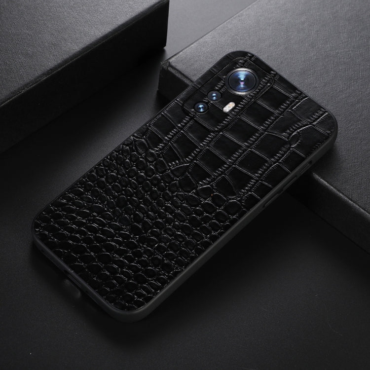 For Xiaomi 12 Pro Crocodile Top Layer Cowhide Leather Phone Case(Black) - Xiaomi Accessories by buy2fix | Online Shopping UK | buy2fix