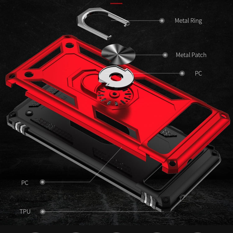 For Google Pixel 6A Shockproof TPU + PC Protective Case with 360 Degree Rotating Holder(Red) - Google Cases by buy2fix | Online Shopping UK | buy2fix