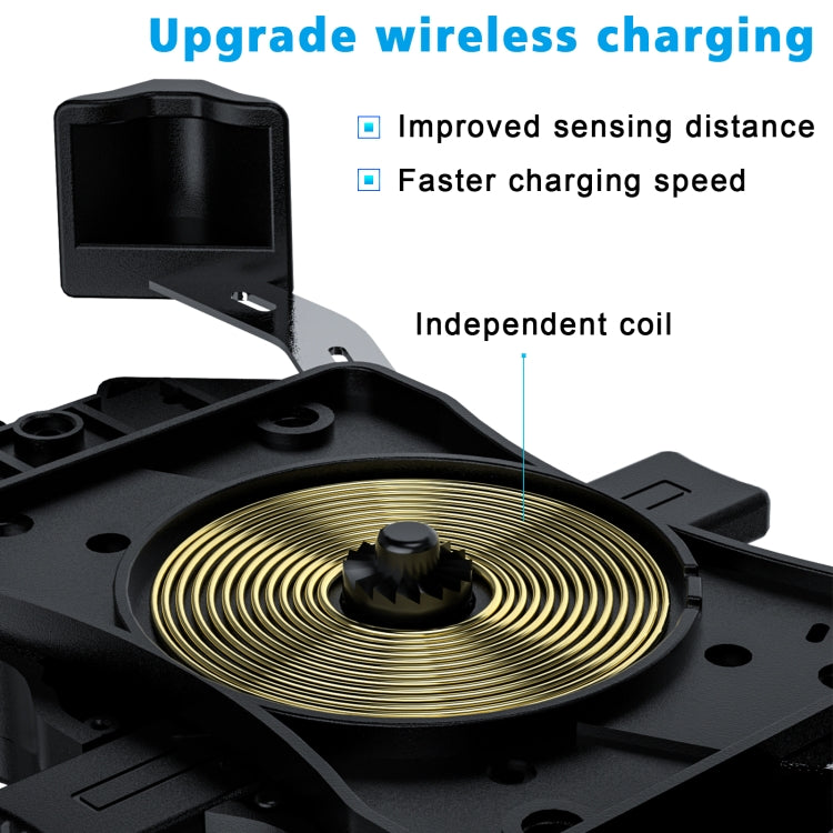 WUPP CS-1288A1 Wireless Charging + Wired Charging One-button Retractable Mobile Phone Stand(Black) - In Car by WUPP | Online Shopping UK | buy2fix