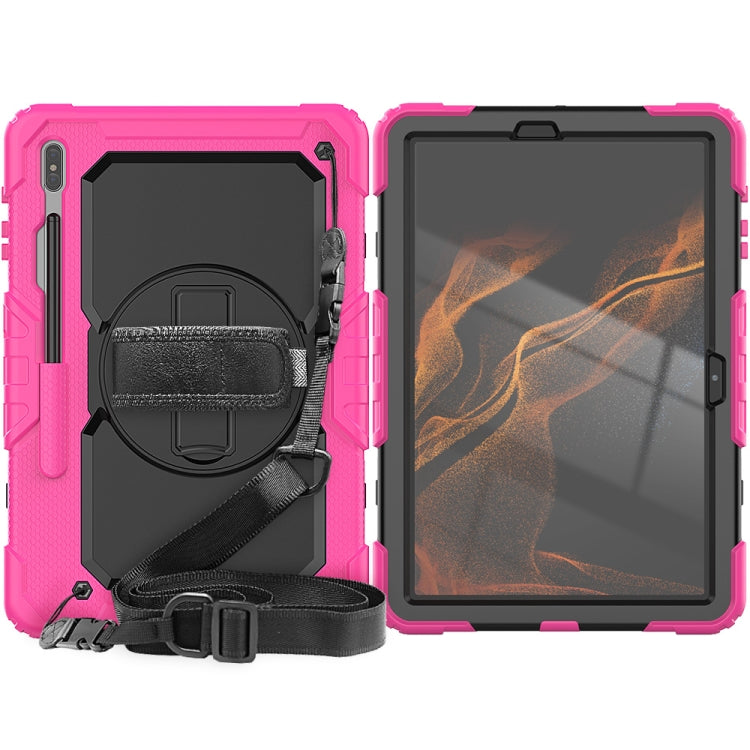 For Samsung Galaxy Tab S8+ 12.4 inch SM-X800 Silicone + PC Tablet Case(Rose Red+Black) - Galaxy Tab S8+ Cases by buy2fix | Online Shopping UK | buy2fix