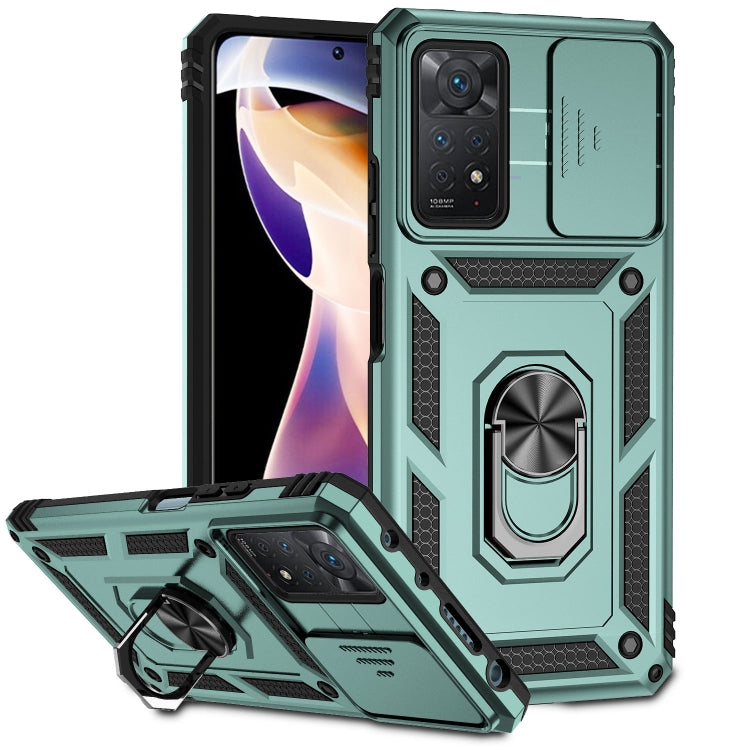 For Xiaomi Redmi Note 11 Pro Global Sliding Camshield Holder Phone Case(Dark Green) - Redmi Note 11 Pro Case by buy2fix | Online Shopping UK | buy2fix