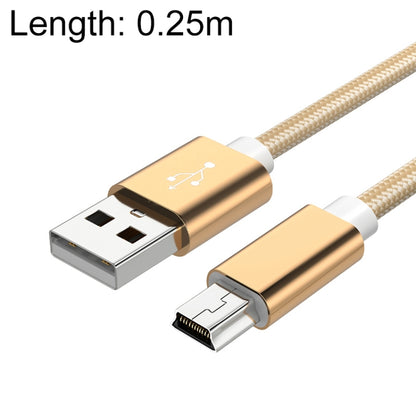 5 PCS Mini USB to USB A Woven Data / Charge Cable for MP3, Camera, Car DVR, Length:0.25m(Gold) - Camera Accessories by buy2fix | Online Shopping UK | buy2fix