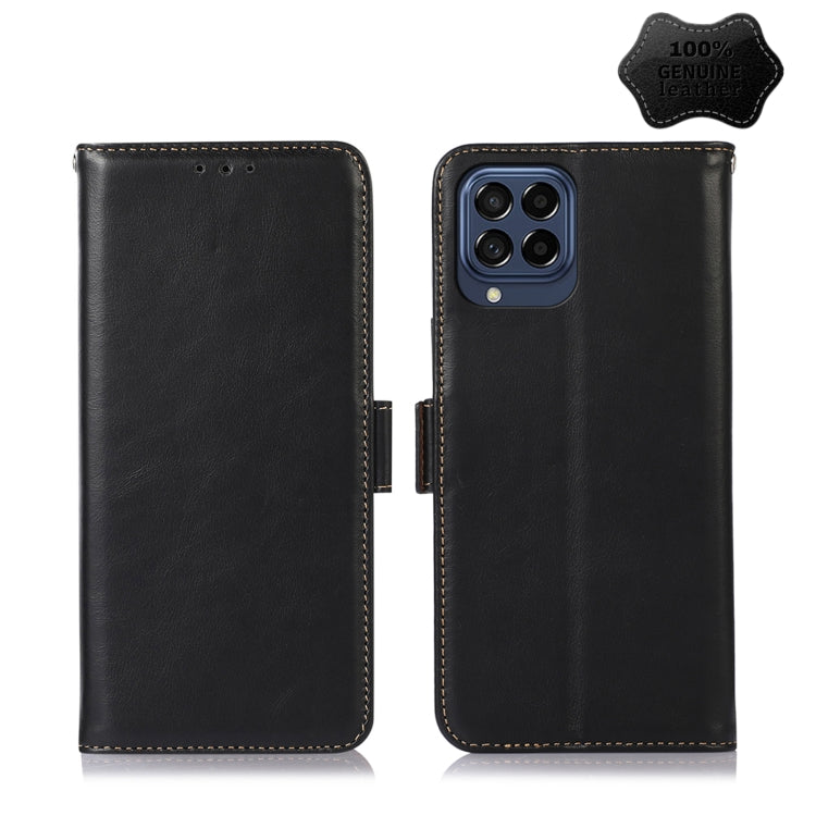 For Samsung Galaxy M53 5G Crazy Horse Top Layer Cowhide Leather Phone Case(Black) - Galaxy Phone Cases by buy2fix | Online Shopping UK | buy2fix