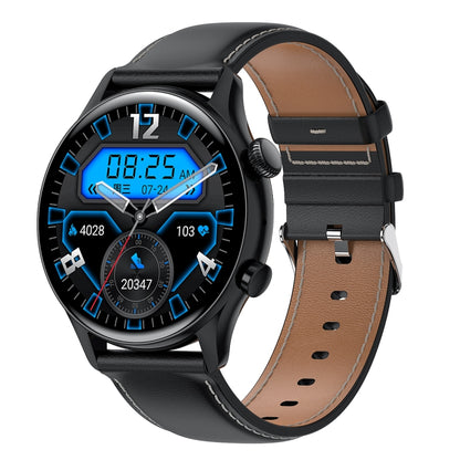 HK8Pro 1.36 inch AMOLED Screen Leather Strap Smart Watch, Support NFC Function / Blood Oxygen Monitoring(Black) - Smart Wear by buy2fix | Online Shopping UK | buy2fix