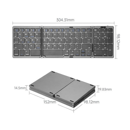 B089 Bluetooth Foldable Keyboard with Numeric(Grey) - Wireless Keyboard by buy2fix | Online Shopping UK | buy2fix