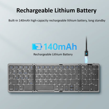 B089 Bluetooth Foldable Keyboard with Numeric(Grey) - Wireless Keyboard by buy2fix | Online Shopping UK | buy2fix