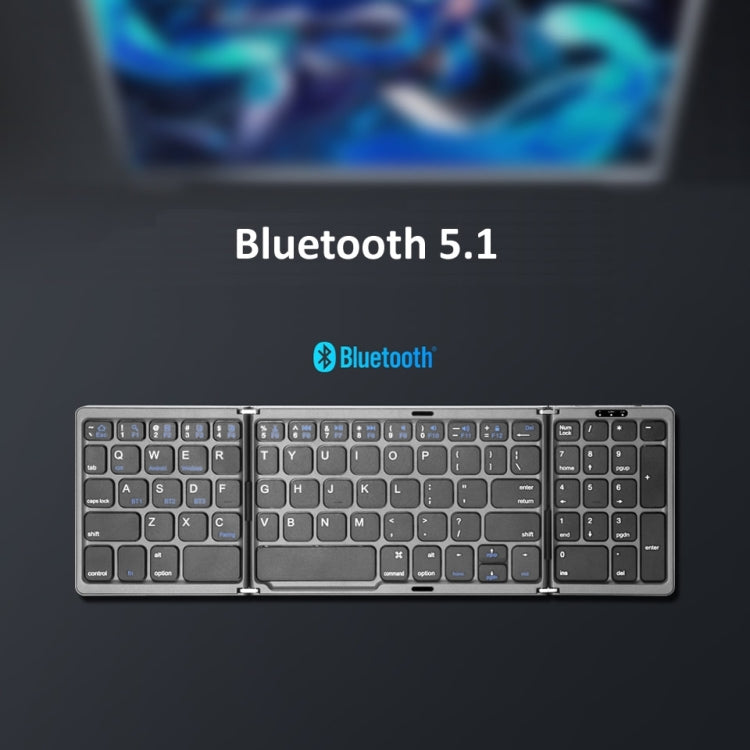 B089T Foldable Bluetooth Keyboard Rechargeable with Touchpad(Grey) - Wireless Keyboard by buy2fix | Online Shopping UK | buy2fix