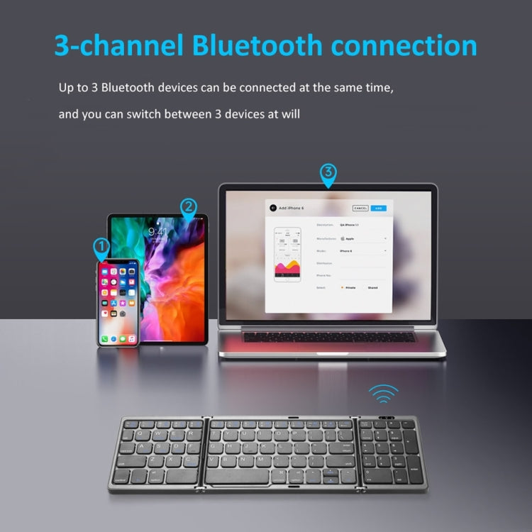 B089T Foldable Bluetooth Keyboard Rechargeable with Touchpad(Grey) - Wireless Keyboard by buy2fix | Online Shopping UK | buy2fix