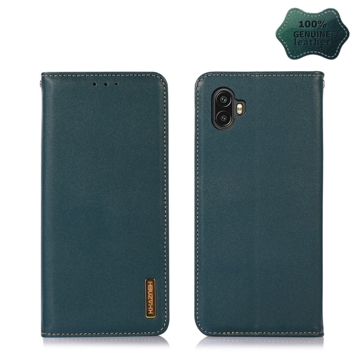 For Samsung Galaxy Xcover6 Pro KHAZNEH Nappa Top Layer Cowhide Leather Phone Case(Green) - Galaxy Phone Cases by buy2fix | Online Shopping UK | buy2fix