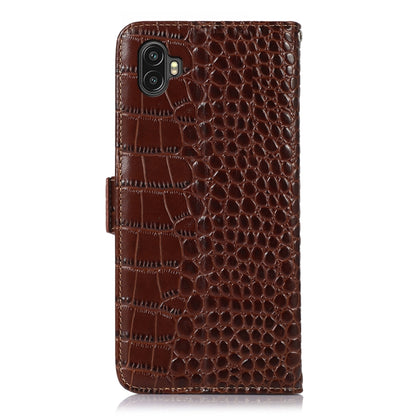 For Samsung Galaxy Xcover6 Pro Crocodile Top Layer Cowhide Leather Phone Case(Brown) - Galaxy Phone Cases by buy2fix | Online Shopping UK | buy2fix