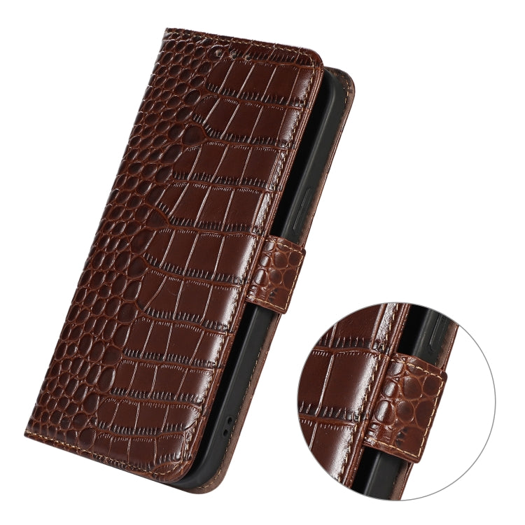 For Samsung Galaxy Xcover6 Pro Crocodile Top Layer Cowhide Leather Phone Case(Brown) - Galaxy Phone Cases by buy2fix | Online Shopping UK | buy2fix