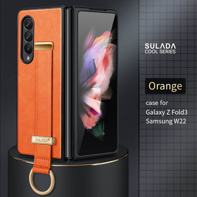For Samsung Galaxy Z Fold3 5G SULADA Cool Series PC + Leather Texture Skin Feel Shockproof Phone Case(Orange) - Galaxy Phone Cases by SULADA | Online Shopping UK | buy2fix