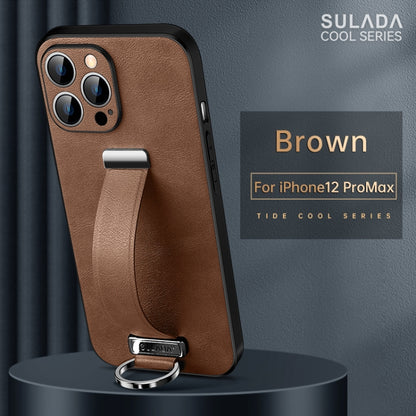 For iPhone 12 Pro Max SULADA Cool Series PC + Leather Texture Skin Feel Shockproof Phone Case (Brown) - iPhone 12 Pro Max Cases by SULADA | Online Shopping UK | buy2fix