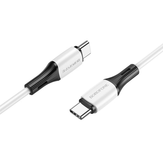 Borofone BX79 Type-C / USB-C to Type-C / USB-C 60W Silicone Sync Data Charging Cable, Length: 1m(White) - USB-C & Type-C Cable by Borofone | Online Shopping UK | buy2fix